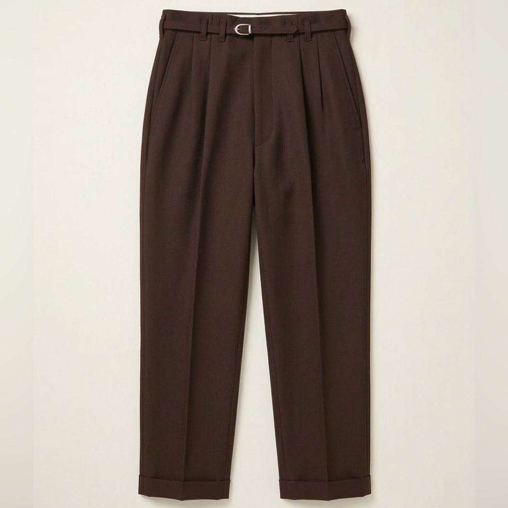 Vintage Pulse Cynthia Dark Brown Pleated Dress Pants With Belt